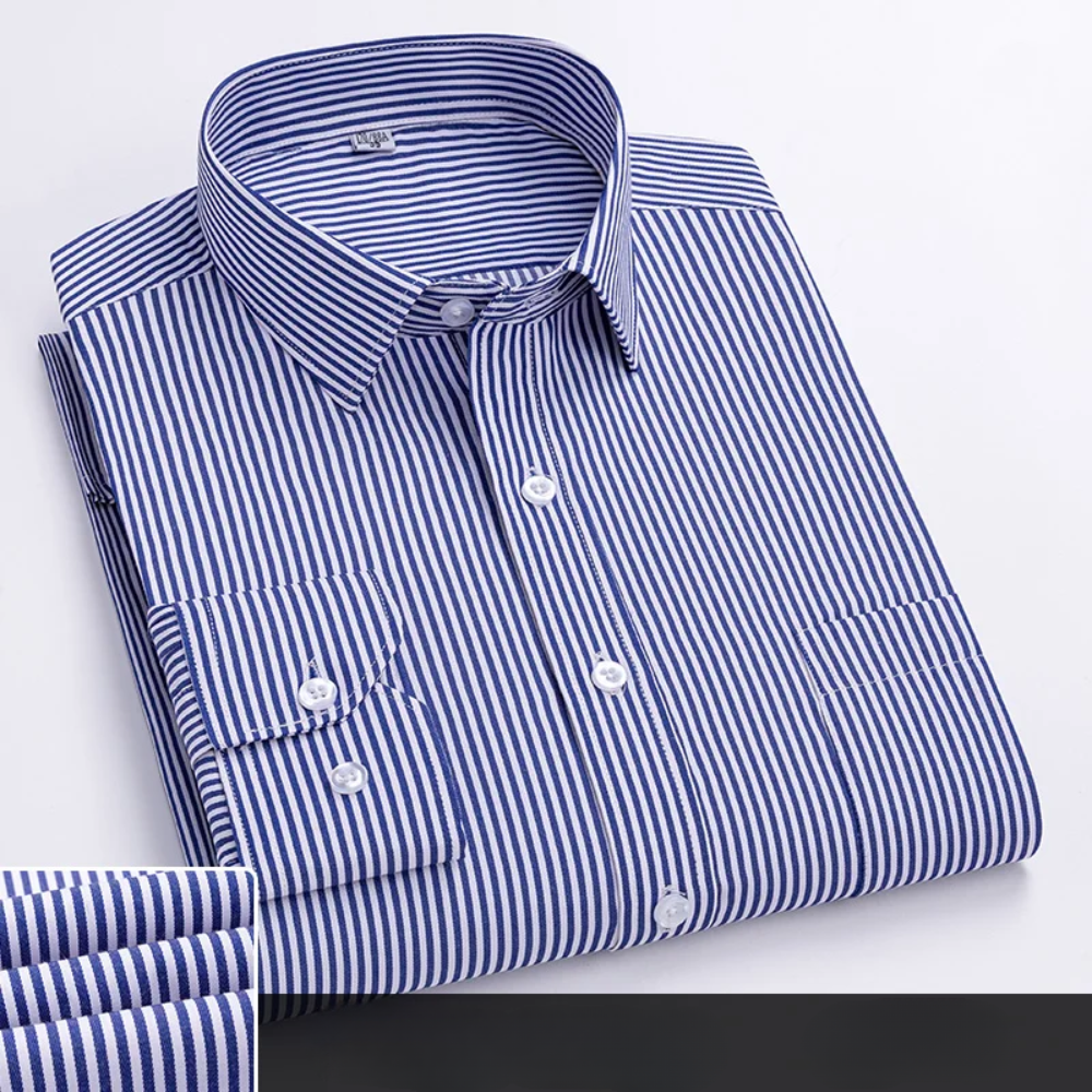 Men’s office shirt with a button closure, tailored fit, and classic collar, ideal for business meetings, office wear, formal events, and smart-casual occasions.