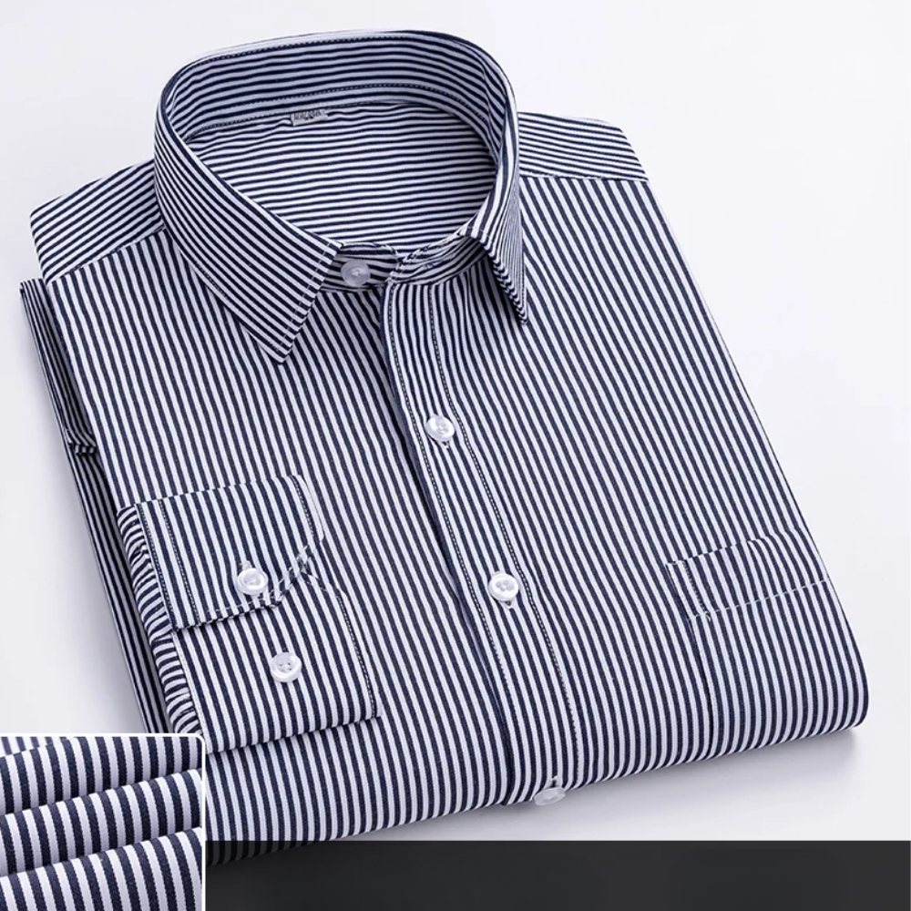 Men’s office shirt with a button closure, tailored fit, and classic collar, ideal for business meetings, office wear, formal events, and smart-casual occasions.