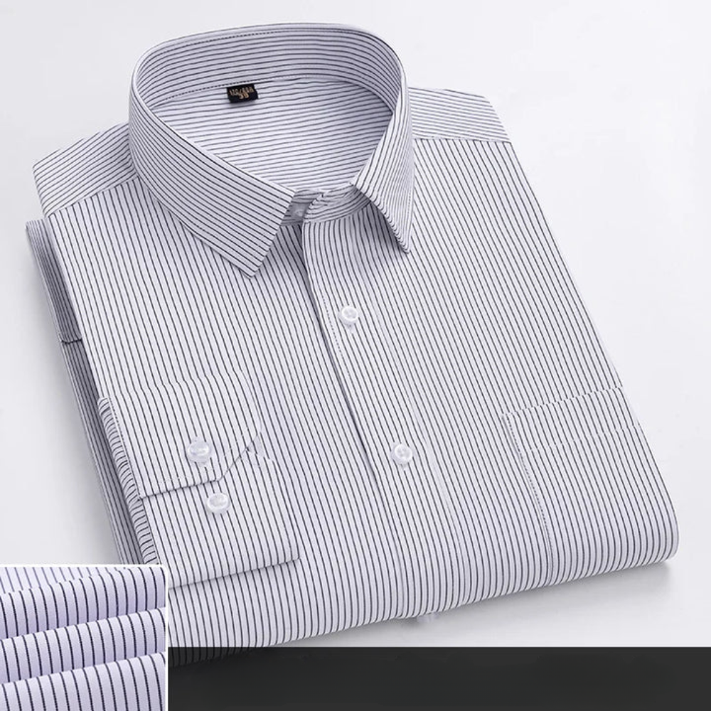 Men’s office shirt with a button closure, tailored fit, and classic collar, ideal for business meetings, office wear, formal events, and smart-casual occasions.