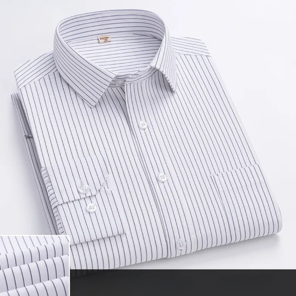 Men’s office shirt with a button closure, tailored fit, and classic collar, ideal for business meetings, office wear, formal events, and smart-casual occasions.