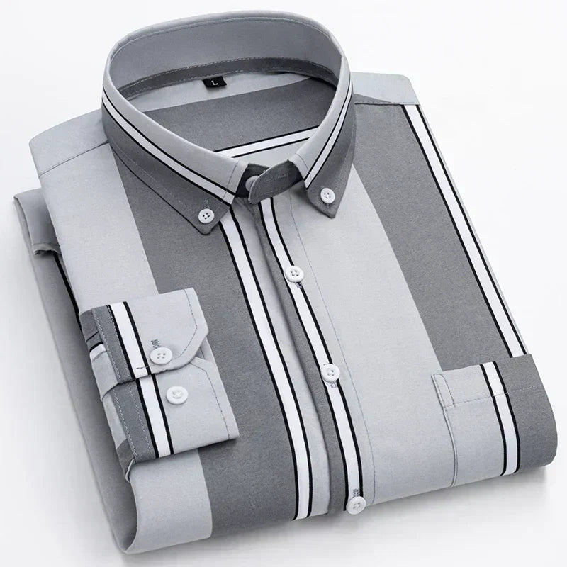 Men’s shirt with a tailored fit, button closure, and classic collar, ideal for office wear, business meetings, formal events, and smart-casual occasions.