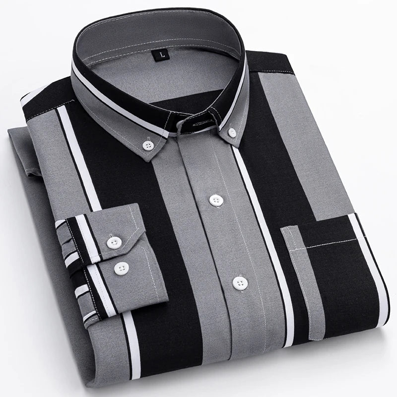 Men’s shirt with a tailored fit, button closure, and classic collar, ideal for office wear, business meetings, formal events, and smart-casual occasions.