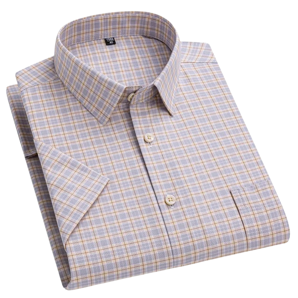 Men’s short sleeve shirt with a tailored fit and button closure, ideal for summer outings, vacations, weekend wear, and casual gatherings.