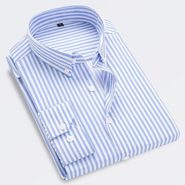 Men’s striped shirt with a slim fit, button closure, and classic striped pattern, ideal for summer outings, beach days, and casual wear.