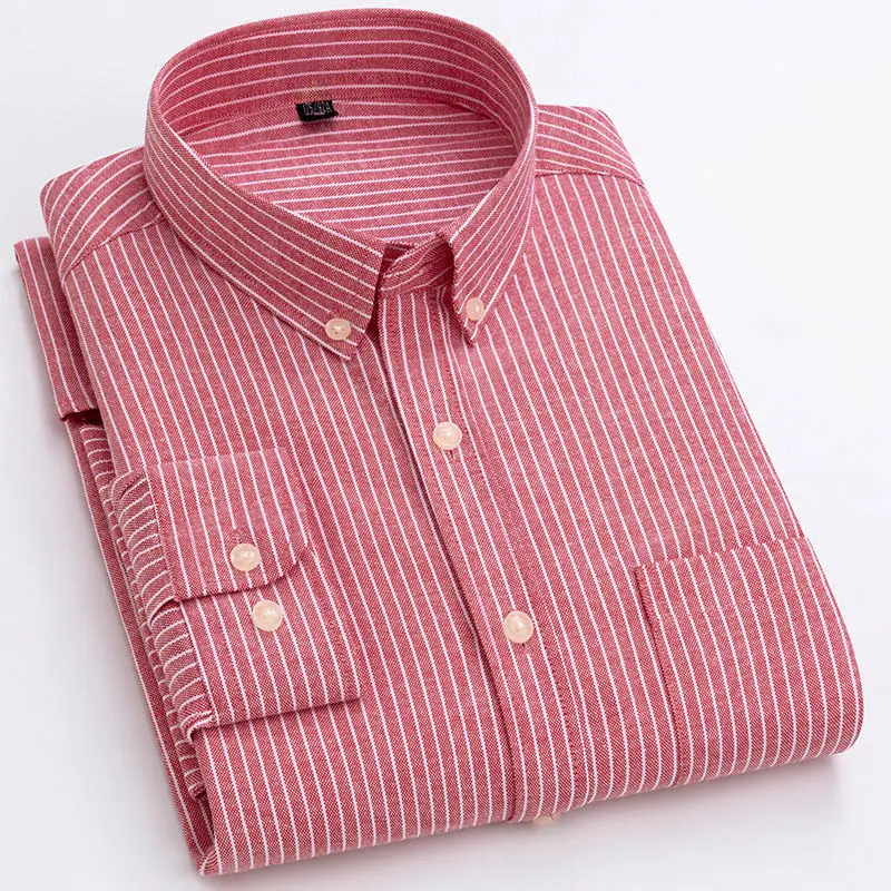 Men’s striped shirt with a tailored fit, button closure, and vertical striped pattern, ideal for travel, smart-casual occasions, weekend wear, and everyday styling.