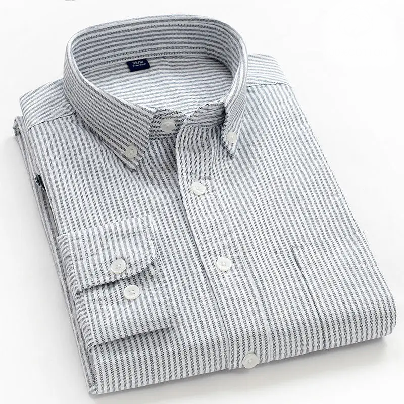 Men’s striped shirt with a tailored fit, button closure, and vertical striped pattern, ideal for travel, smart-casual occasions, weekend wear, and everyday styling.