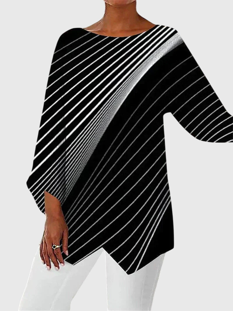 Women’s crew neck top with a printed design and relaxed fit, ideal for work, casual outings, and everyday styling.