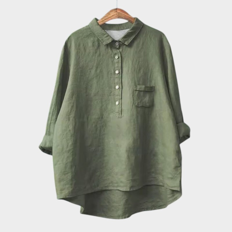 Women’s elegant blouse with a tailored fit and timeless silhouette, suitable for office outfits, casual wear, and smart occasions.