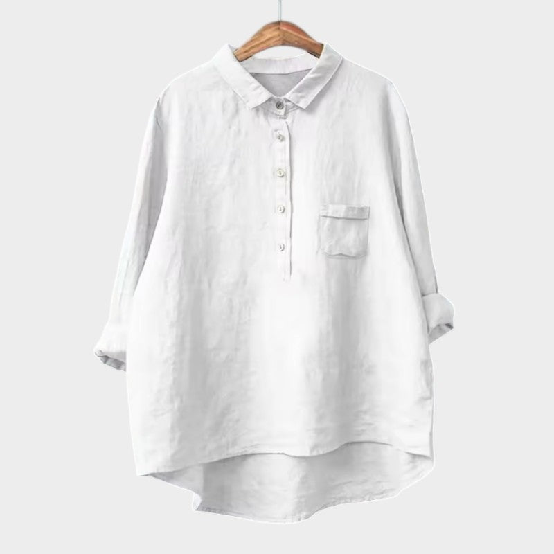 Women’s elegant blouse with a tailored fit and timeless silhouette, suitable for office outfits, casual wear, and smart occasions.