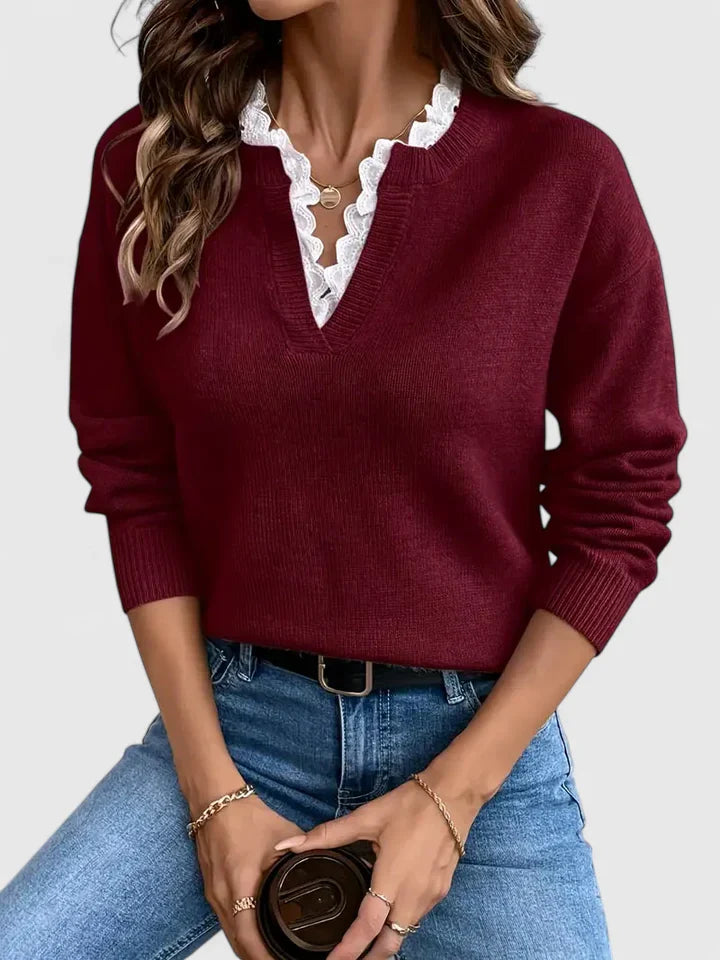 Women’s elegant blouse with lace details and a flattering fit, ideal for workwear, casual outfits, and smart everyday styling.