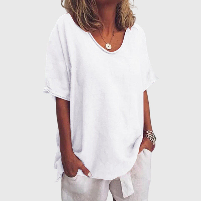 Women’s loose top with a relaxed fit and flowy silhouette, ideal for everyday wear, casual outings, and smart-casual styling.