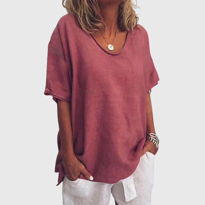 Women’s loose top with a relaxed fit and flowy silhouette, ideal for everyday wear, casual outings, and smart-casual styling.