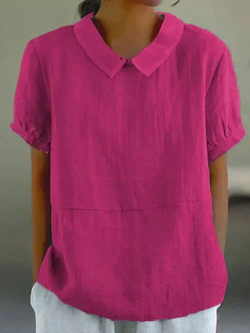 Women’s Peter Pan collar blouse with a relaxed fit and lightweight design, suitable for summer outfits, casual wear, and everyday styling.