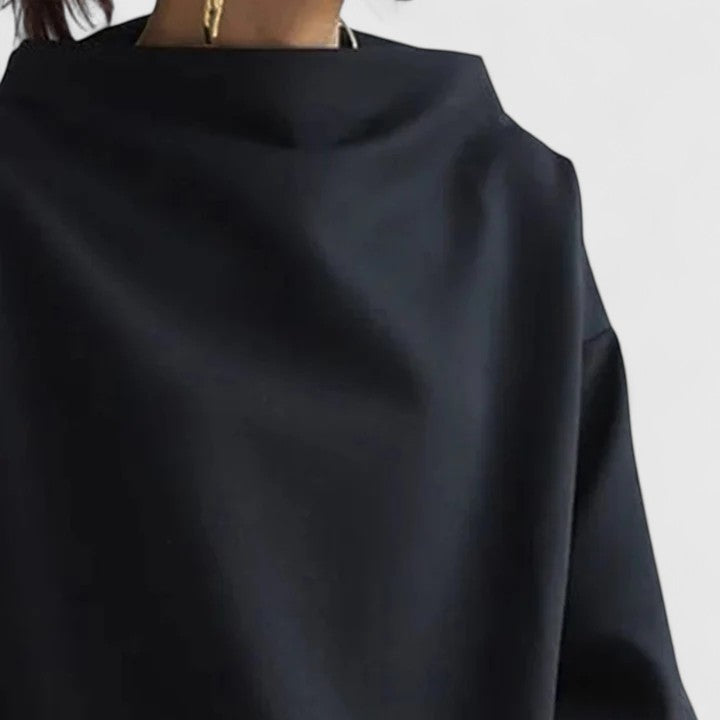 Women’s high-neck top with a relaxed fit and elegant design, ideal for office wear, casual outings, and smart-casual styling.