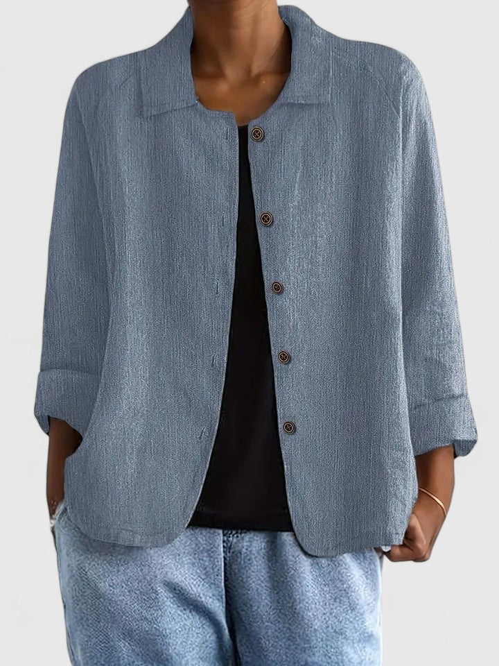 Women’s top with an open front design and relaxed fit, ideal for layering, casual outings, and everyday styling.