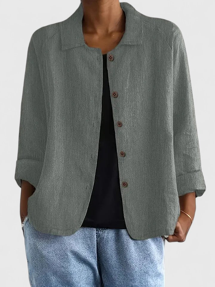 Women’s top with an open front design and relaxed fit, ideal for layering, casual outings, and everyday styling.