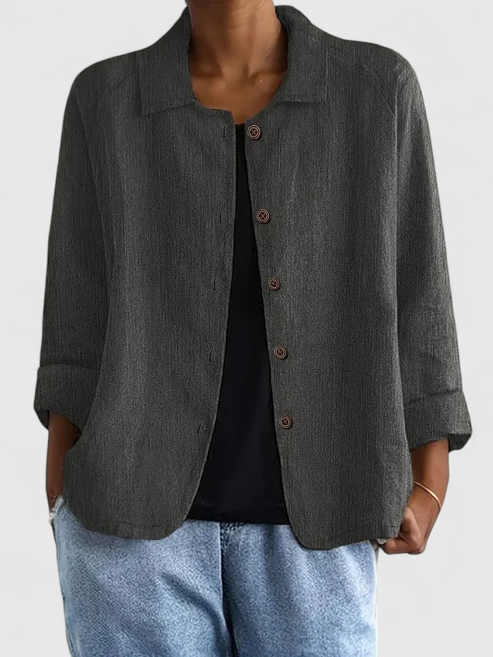 Women’s top with an open front design and relaxed fit, ideal for layering, casual outings, and everyday styling.
