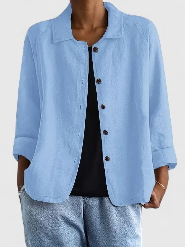 Women’s top with an open front design and relaxed fit, ideal for layering, casual outings, and everyday styling.