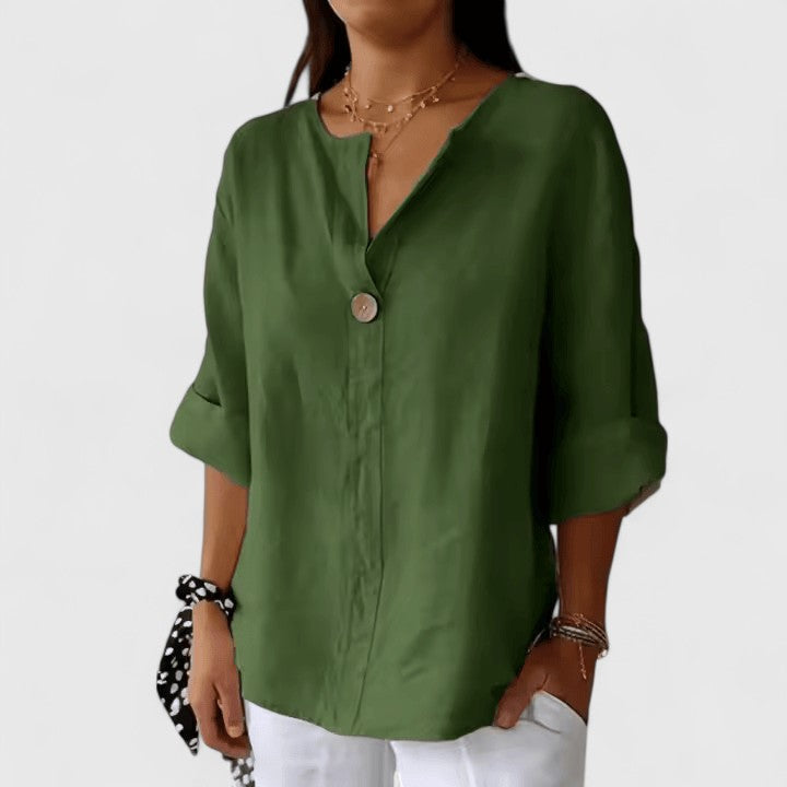 Women’s V-neck knot top with relaxed fit and breathable design, ideal for beach days, vacations, and casual everyday styling.