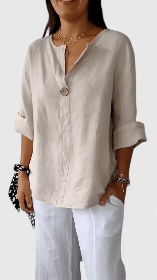 Women’s V-neck knot top with relaxed fit and breathable design, ideal for beach days, vacations, and casual everyday styling.